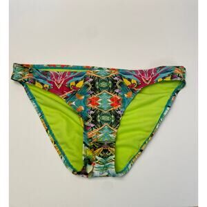 NWT Xhilaration Hipster Bikini Bottom LARGE Butterfly Plants Rain Forest Neon